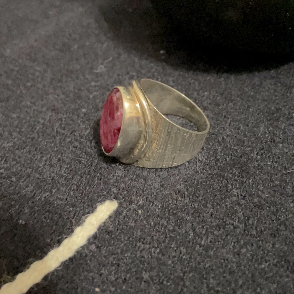Silver Ring With Red Ruby Stone - image 2